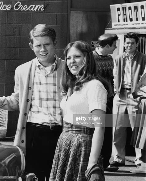 American Actors Ron Howard And Christina Hart On The Set Of The News