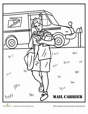 mail carrier worksheet educationcom mail carrier coloring  kids post office activities
