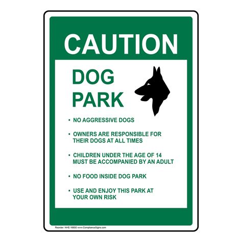 Dog Park Rules With Symbol Sign Vertical White