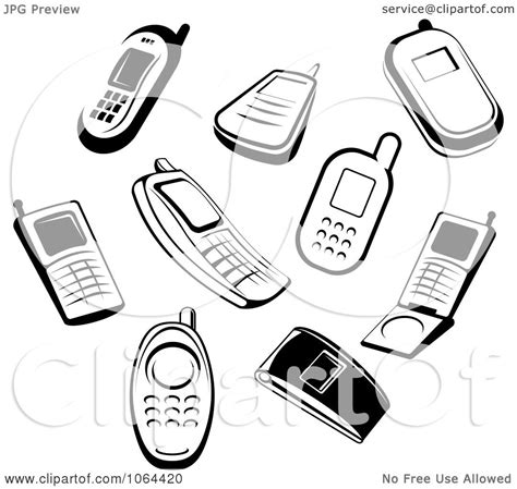 Clipart Black And White Cell Phones Digital Collage