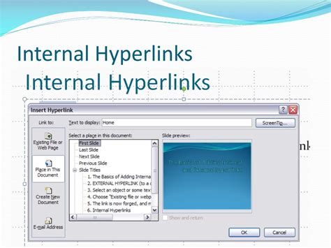 Ppt The Basics Of Adding Internal And External Hyperlinks Powerpoint