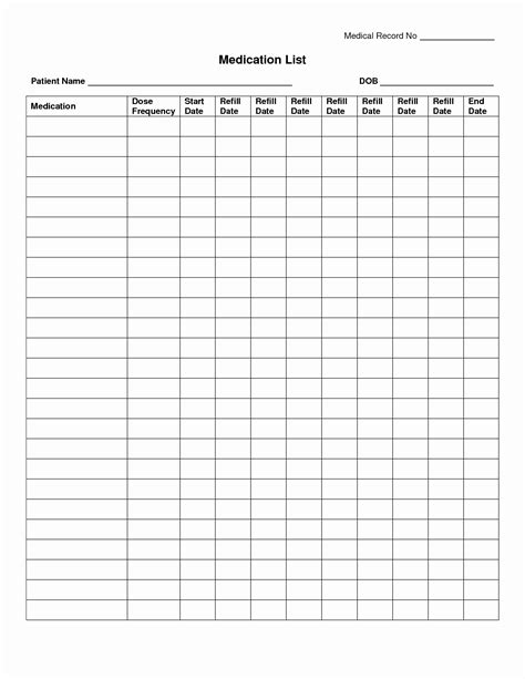 50 Medication Log Sheet For Patients Ufreeonline Template