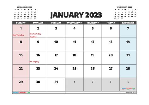2023 January Calendar Printable Printable Word Searches