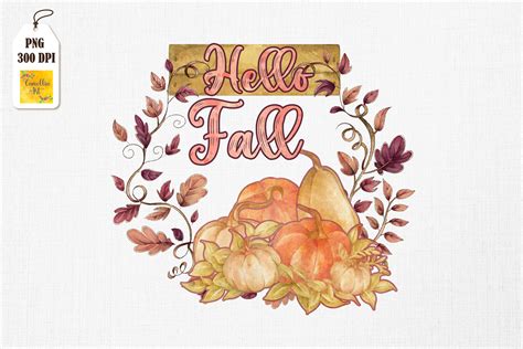 Hello Fall Pumpkins And Leaves By Mulew Art Thehungryjpeg