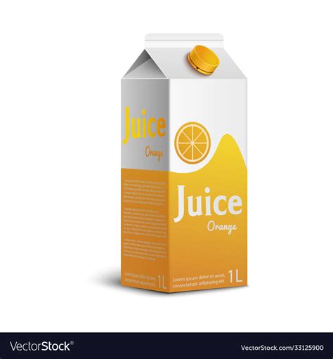Realistic Orange Juice Box Mockup With Colorful Vector Image