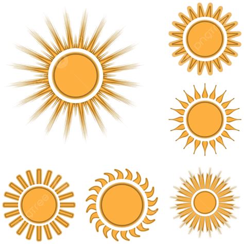 Iconos De Sol En Varios Diseños Separados En Un Fondo Blanco En Blanco