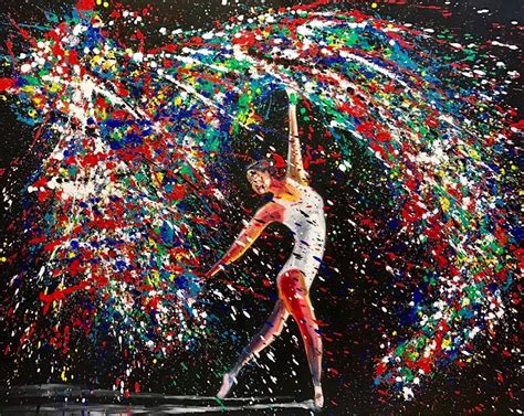 A Painting Of A Person On A Skateboard Surrounded By Confetti