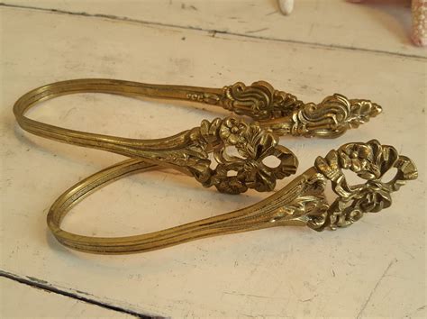Antique Brass Rose Curtain Tie Backs Pair Set Made In Germany