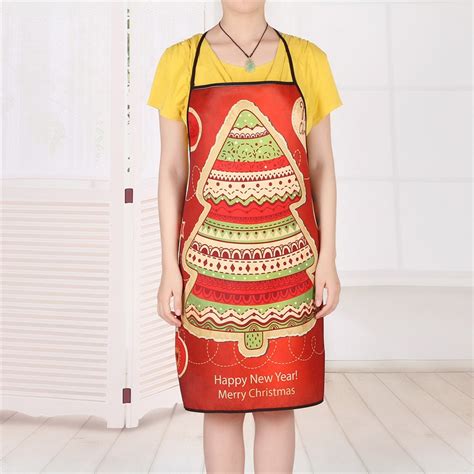 Kitchen Aprons For Woman Men Christmas Tree Pattern Xmas Decoration Aprons Dinner Party Cooking