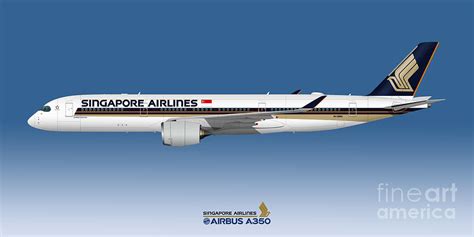 Illustration Of Singapore Airlines Airbus A350 Blue Version Digital