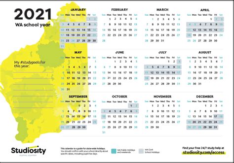 School Terms And Public Holiday Dates For Wa In 2021 Studiosity