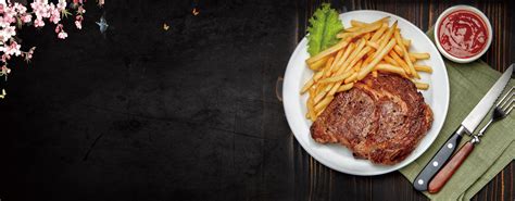 Fine Steak Steak Textured Black Banner Restaurante E Imagens De Fundo