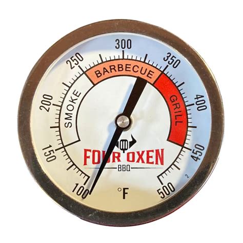 Four Oxen Bbq Grill Thermometer 3 Inch Aluminum Zoned Dial