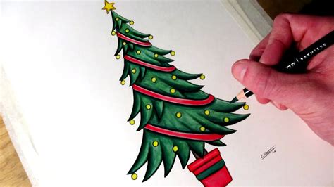 Step By Step Realistic Christmas Tree Santa Claus Drawing Rectangle
