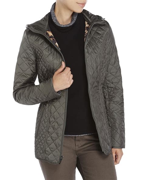 Laundry By Shelli Segal Diamond Quilted Hooded Jacket In Green Tea