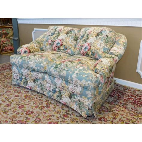 1980s Contemporary Overstuffed Upholstered Floral Sherrill Furniture