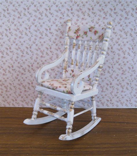 Shabby Chic Rocking Chair Decorated Back And Rosebud Seat A