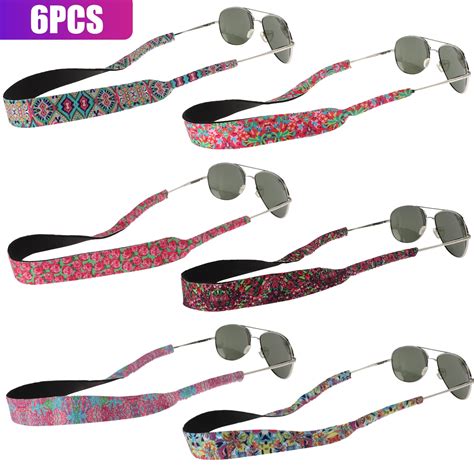 tsv 6pcs floral sunglass holder straps neoprene floating eyewear retainers eyeglasses lanyard