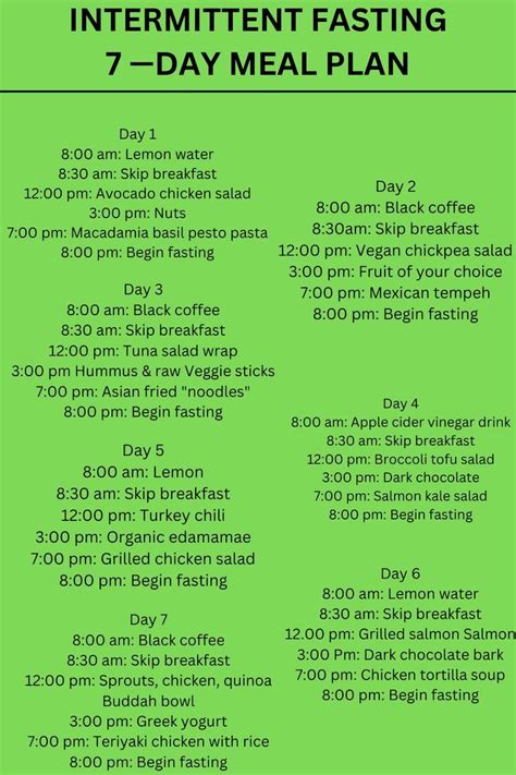 Intermittent Fasting 30 Day Diet 7 Day Diet Plan Quick Weight Loss