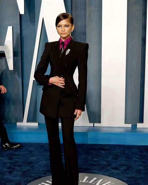 Zendaya Wearing Trouser Suit From Sportmax At The Vanity Fair Oscars