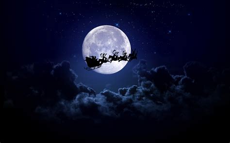 Free Download Santa And His Sleigh Hd Wallpaper Background Image