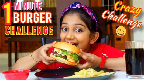 1 Minute 🍔burger🍔 Eating Challenge Minshas World Youtube