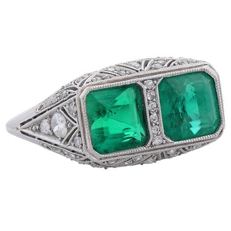 Check spelling or type a new query. A Fine Art Deco Two-Stone Emerald Diamond Platinum Ring at ...
