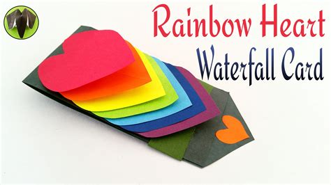 Craft Tutorial To Make Paper Rainbow Heart Waterfall Card Greetings