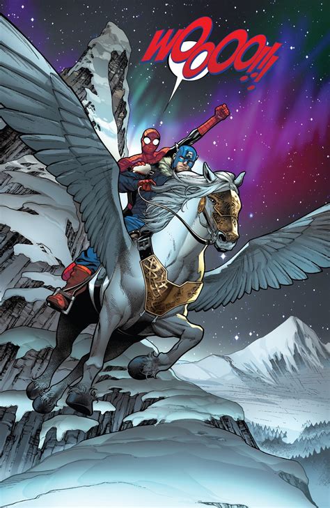 Spider Man And Captain America Riding Pegasus Comicnewbies