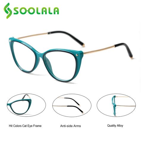 Soolala Hit Color Cat Eye Readers Reading Glasses Women Clear Lens Alloy Presbicia Eyeglasses