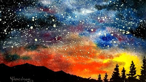 Starry Sky Watercolor At Getdrawings Free Download