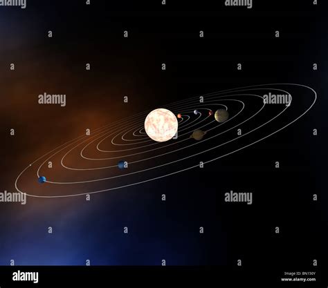 Top View Of The Planets In The Solar System Illustration Model Rendered