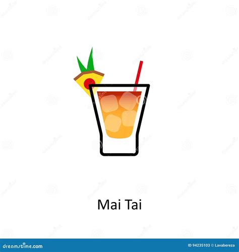 Mai Tai Cocktail Icon In Flat Style Stock Vector Illustration Of Classic Decoration 94235103