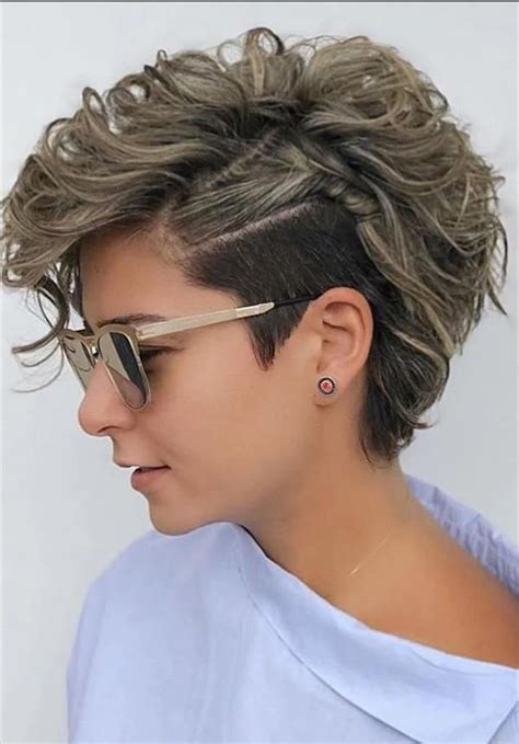 60 chic undercut short pixie hair style design for cool woman curly pixie