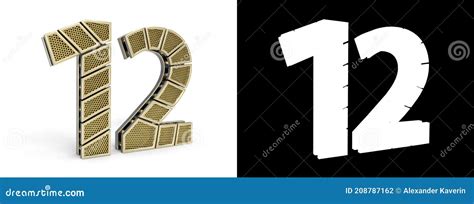 Number Twelve Number 12 With Perforated Gold Segments Stock