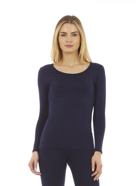 Thermajane Womens Ultra Soft Scoop Neck Thermal Underwear Shirt Long