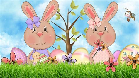 Cute Spring Bunnies Hd Desktop Wallpaper Widescreen