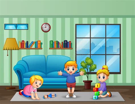 Kids Playing Indoors Clipart
