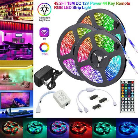 Led Strip Lights 49ft Rgb With Ir Remote Color Changing Flexible Tape