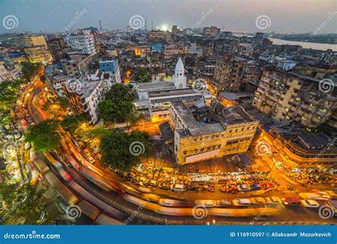 Kolkata City Top View At Night West Bengal India Stock Image Image