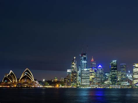 Beautiful View Of Sydney City And Opera House At Night Sydney