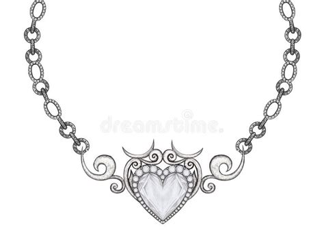 Jewelry Design Vintage Art Mix Heart Necklace Stock Image Image Of