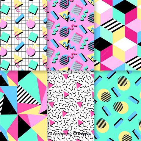 Free Vector Colourful Memphis Pattern Collection