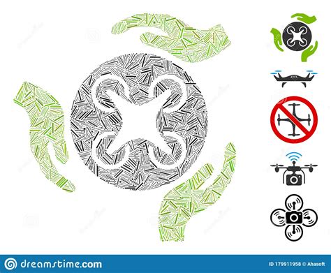 Linear Air Copter Care Hands Icon Vector Mosaic Stock Illustration