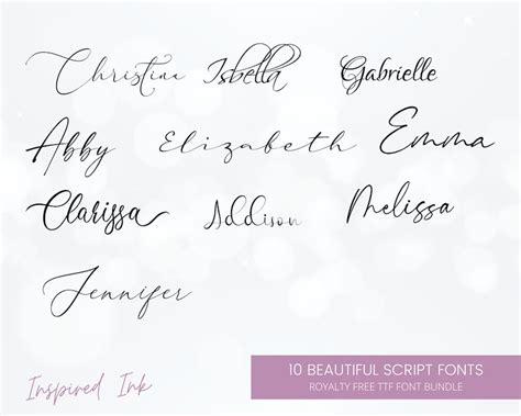Thin Script Font Bundle Digital Download Cursive Fonts For Weddings