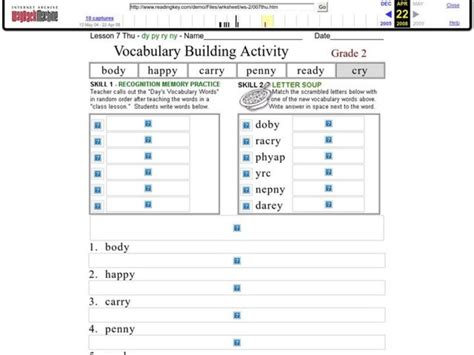 Vocabulary Building Activity Worksheet For 1st 3rd Grade Lesson Planet