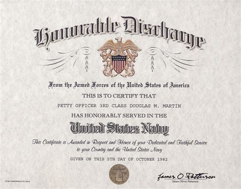 Navy Honorable Discharge Certificate