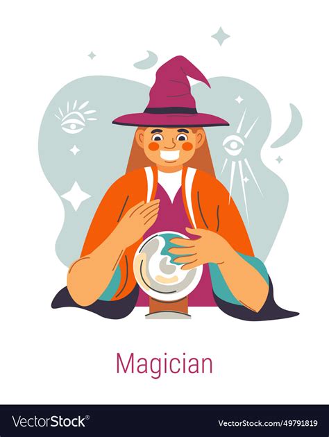 Jungian Archetype Of Magician Woman With Ball Vector Image