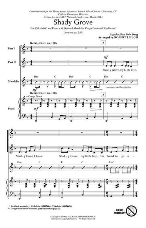 Shady Grove Sheet Music By Robert I Hugh Sku 00124456 Stantons