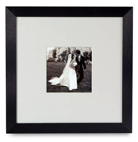 5 X 5 Matted Square Picture Frame For Wall Mount With White Mat Aluminum Black Picture